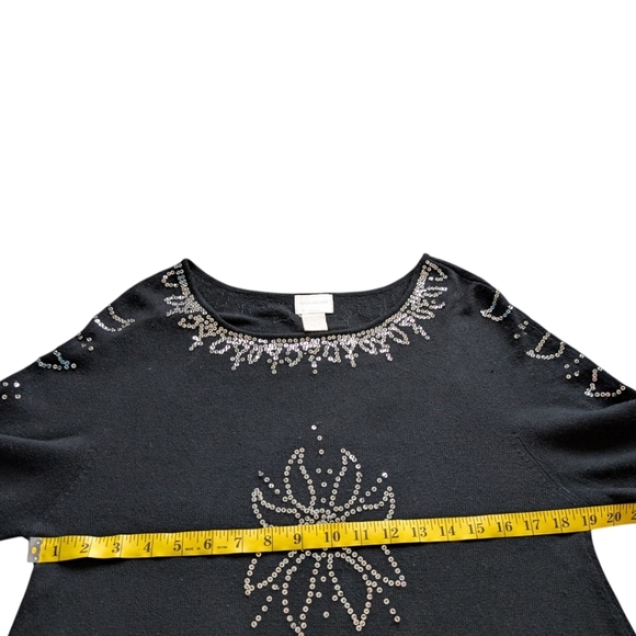 Central Park West Sweater NYE Glam Sequins Y2K Womens M Cashmere Silk Vintage - Picture 11 of 12